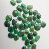 9-12mm Emerald Plain Cabochons, Natural Emerald Plain Flat Back Cabochons