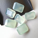 6 Pcs Blue Chalcedony Emerald Cut, Rectangle Loose Blue Chalcedony Gemstones, 12x15mm - GS3145Z