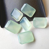 6 Pcs Blue Chalcedony Emerald Cut, Rectangle Loose Blue Chalcedony Gemstones, 12x15mm - GS3145Z