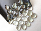 10.5-13mm Green Amethyst Cabochons, Natural Faceted Free Form Shape Green