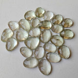 10.5-13mm Green Amethyst Cabochons, Natural Faceted Free Form Shape Green