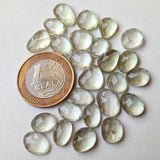 10.5-13mm Green Amethyst Cabochons, Natural Faceted Free Form Shape Green