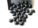 14x10mm Black Onyx Faceted Oval Cabochon, Black Onyx RoseCut Gemstones