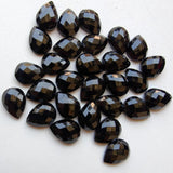 12x16mm Black Onyx Pear Cabochon, Black Onyx Flat Back, Onyx RoseCut Gemstones