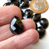 12x16mm Black Onyx Pear Cabochon, Black Onyx Flat Back, Onyx RoseCut Gemstones
