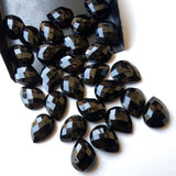 12x16mm Black Onyx Pear Cabochon, Black Onyx Flat Back, Onyx RoseCut Gemstones