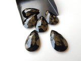 18x30mm Black Chalcedony Faceted Pear Cabochons, 3 Pcs Loose Flat Back Black Pear Gems Chalcedony Stones For Jewelry - GS3149Z