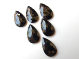 18x30mm Black Chalcedony Faceted Pear Cabochons, 3 Pcs Loose Flat Back Black Pear Gems Chalcedony Stones For Jewelry - GS3149Z