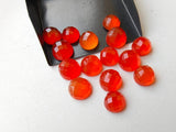 11-12mm Carnelian Orange Chalcedony Checker Cut Cabochons, Orange Flat Back Round Faceted Cabochon For Jewelry (5 Pcs To 10 Pcs) - PSG405