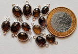 13-16mm Smoky Quartz Connectors, Smoky Quartz Oval Shape 925 Silver Connectors, 5 Pc Smoky Quartz Bezel Connector, Finding Charm - GODPC5006