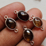 13-16mm Smoky Quartz Connectors, Smoky Quartz Oval Shape 925 Silver Connectors, 5 Pc Smoky Quartz Bezel Connector, Finding Charm - GODPC5006