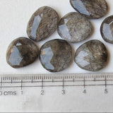 16-18mm Black Rutile Quartz Rose Cut Cabochon, 4 Pieces Black Rutile Faceted Rose Cut Flat Back Cabochons For Jewelry - KS176Z