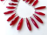 Pink Chalcedony Faceted Long Drop Bead, 7x20mm To 9x22mm Chlacedony Briolette Pink Faceted Tear Drop Beads, 5 Pieces - PDG371