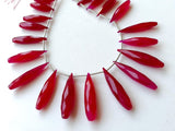 Pink Chalcedony Faceted Long Drop Bead, 7x20mm To 9x22mm Chlacedony Briolette Pink Faceted Tear Drop Beads, 5 Pieces - PDG371