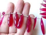 Pink Chalcedony Faceted Long Drop Bead, 7x20mm To 9x22mm Chlacedony Briolette Pink Faceted Tear Drop Beads, 5 Pieces - PDG371
