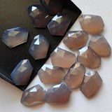 13-15mm Dark Grey Chalcedony Fancy Cabochon, Loose Dark Grey Chalcedony Flat Back Rose Cut Cabochons For Jewelry - GS5180Z