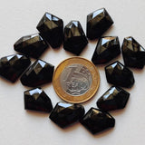 15-17mm Black Onyx Fancy Cut Cabochon, Onyx Rose Cut Gemstones, Flat Back