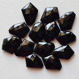 15-17mm Black Onyx Fancy Cut Cabochon, Onyx Rose Cut Gemstones, Flat Back