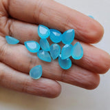 7x10mm Blue Chalcedony Pear Cut Stone, Blue Chalcedony Pear Cabochons For Jewelry (5 Pcs to 10 Pcs) - PNG40