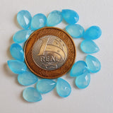 7x10mm Blue Chalcedony Pear Cut Stone, Blue Chalcedony Pear Cabochons For Jewelry (5 Pcs to 10 Pcs) - PNG40