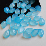 7x10mm Blue Chalcedony Pear Cut Stone, Blue Chalcedony Pear Cabochons For Jewelry (5 Pcs to 10 Pcs) - PNG40