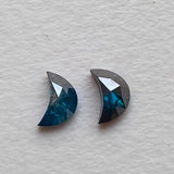 4.5mm Blue Half Crescent Moon Rose Cut Diamond Loose Cabochon, Calibrated Moon Shape Diamond For Jewelry - PDD968