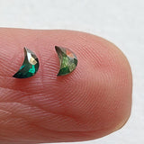 4mm Green Blue Half Crescent Moon Rose Cut Diamond Loose Cabochon, Calibrated Moon Shape Diamond For Jewelry - PDD969