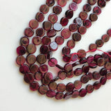 7-7.5mm Garnet Plain Coin Beads, Natural Garnet Plain Coin Beads For Jewelry, 13 Inch (1 ST To 10 ST) - RAMA158