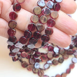 7-7.5mm Garnet Plain Coin Beads, Natural Garnet Plain Coin Beads For Jewelry, 13 Inch (1 ST To 10 ST) - RAMA158