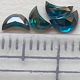 4mm Blue Half Crescent Moon Rose Cut Diamond Loose Cabochon, Calibrated Moon Shape Diamond For Jewelry - PDD970