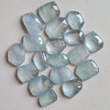 15-16mm Aquamarine Fancy Rose Cut Cabochons, Natural Aquamarine Gemstones Faceted Flat Back Cabochons, 2 Pieces - PNT50A
