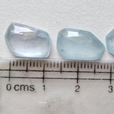 15-16mm Aquamarine Fancy Rose Cut Cabochons, Natural Aquamarine Gemstones Faceted Flat Back Cabochons, 2 Pieces - PNT50A