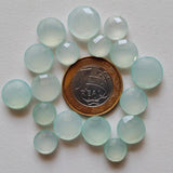 13-14mm Aqua Chalcedony Faceted Round Stones, 5 Pieces Loose Aqua Chalcedony Double Side Cut Gemstones For Jewlery - KS169A