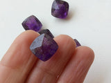 12mm Amethyst Stones, 1 Piece Loose Cushion Cut Square Faceted Pointed Back Amethyst Cabochons - KRIS1116Z