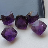 12mm Amethyst Stones, 1 Piece Loose Cushion Cut Square Faceted Pointed Back Amethyst Cabochons - KRIS1116Z