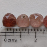 10mm Strawberry Quartz Cabochons, Natural Strawberry Faceted Heart Shaped