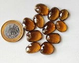 12-16mm Beer Colored Crystal Quartz Rose Cut Cabochon, 5 Pieces Orange Yellow Colored Crystal Quartz Rose Cut Cabochons For Jewelry - BCQ