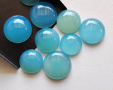 16-20mm Blue Chalcedony Plain Round Cabochon, Blue Chalcedony Flat Back Stone