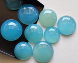 16-20mm Blue Chalcedony Plain Round Cabochon, Blue Chalcedony Flat Back Stone