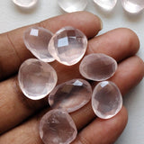 12-14mm Rose Quartz Rose Cut Gemstones, Rose Quartz Faceted Both Side Gems