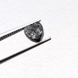 5.1mm Black Rough Diamond Heart, Flat Black Heart Loose Raw Diamond Cabochon