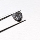 5.3mm Black Rough Diamond Heart, Loose Raw Flat Black Black Heart Diamond Cabochon For Jewelry - PDD981
