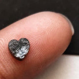 5.1mm Black Rough Diamond Heart, Flat Black Heart Loose Raw Diamond Cabochon