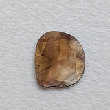 7.6x6.5mm Brown Diamond Slice, 1 Pc Loose Brown Faceted Diamond Polki Slice for Jewelry - PPKJ215