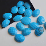 12-15mm Turquoise Rose Cut Cabochons, 5 pcs Loose Chinese Turquoise Faceted Flat Back Cabochons For Jelwery - KRIS56Z