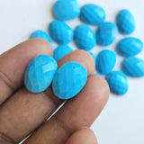 12-15mm Turquoise Rose Cut Cabochons, 5 pcs Loose Chinese Turquoise Faceted Flat Back Cabochons For Jelwery - KRIS56Z