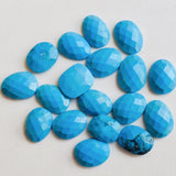 12-15mm Turquoise Rose Cut Cabochons, 5 pcs Loose Chinese Turquoise Faceted Flat Back Cabochons For Jelwery - KRIS56Z
