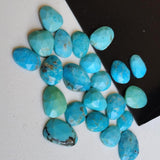 9-13mm Arizona Turquoise Rose Cut Thin Cabochons, Natural Arizona Turquoise Flat Back Cabochons For Jewelry (5 Pc To 10 Pcs) - PUSDG30Z