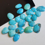 9-13mm Arizona Turquoise Rose Cut Thin Cabochons, Natural Arizona Turquoise Flat Back Cabochons For Jewelry (5 Pc To 10 Pcs) - PUSDG30Z