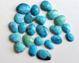 9-13mm Arizona Turquoise Rose Cut Thin Cabochons, Natural Arizona Turquoise Flat Back Cabochons For Jewelry (5 Pc To 10 Pcs) - PUSDG30Z
